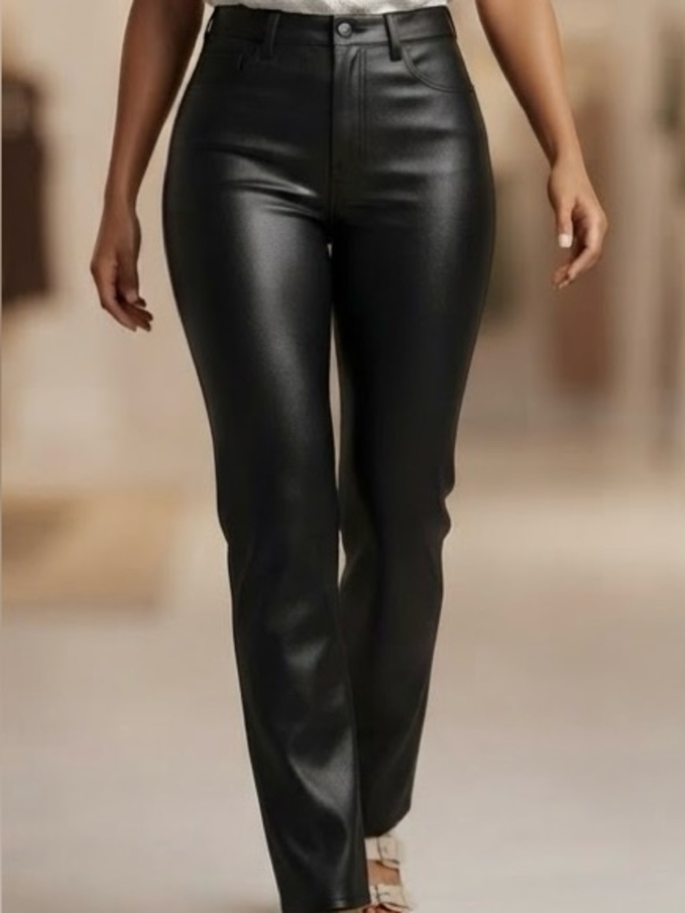 Judy Blue Black Faux Leather Straight Leg Jeans
